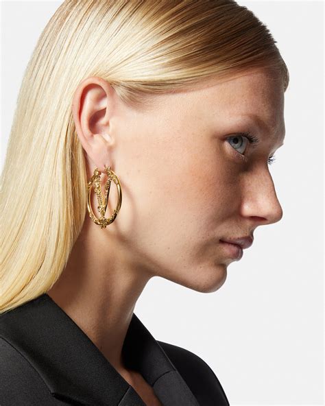 versace women's earrings|Versace hoop earrings.